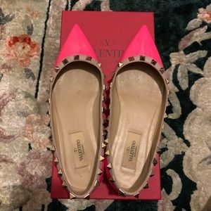 Rockstud Patent Ballerina Flat, Pink